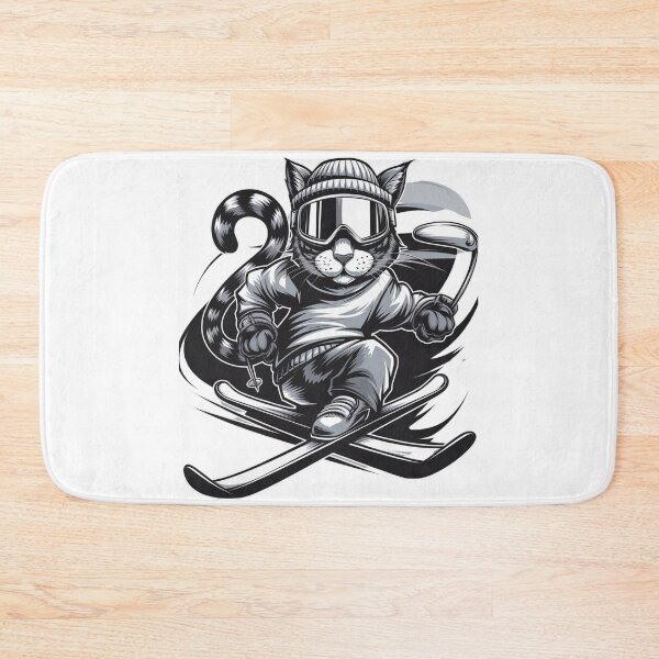 Item preview, Snow Cat – Cool Skiing Cat in Retro Style designed and sold by Qonli-Officjal.