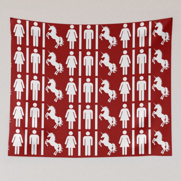 Item preview, Unicorn Bathroom Sign – Gender Inclusive Funny Pride Design designed and sold by hangmeart.