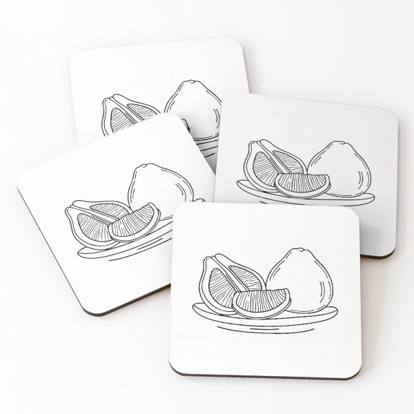 Item preview, Segmentos de pomelo dispuestos en un plato con pomelo entero al lado. designed and sold by rasagamastore.