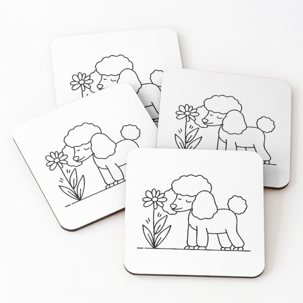 Item preview, A poodle sniffing a flower in a garden designed and sold by rasagamastore.