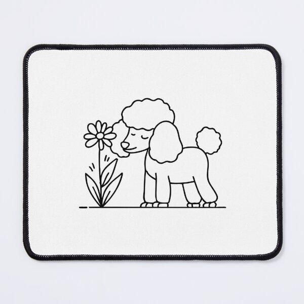 Item preview, A poodle sniffing a flower in a garden designed and sold by rasagamastore.
