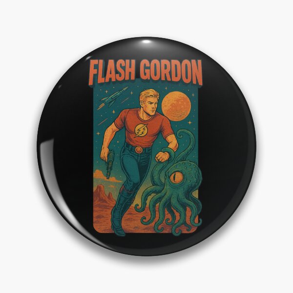 Item preview, Flash Gordon Design – Retro Galactic Hero vs. Space Monster designed and sold by elsotanodelcine.