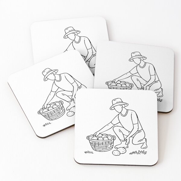 Item preview, A farmer harvesting potatoes, filling a nearby basket designed and sold by rasagamastore.