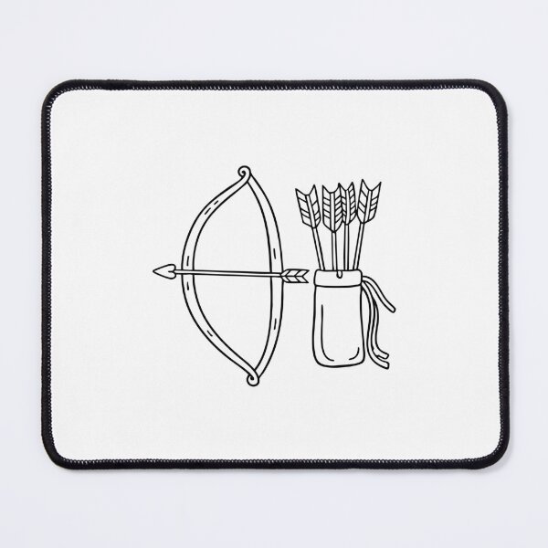 Item preview, A leather pouch holding arrows, with a bow resting beside it designed and sold by rasagamastore.