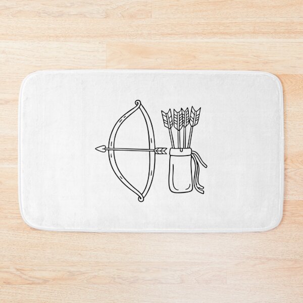 Item preview, A leather pouch holding arrows, with a bow resting beside it designed and sold by rasagamastore.