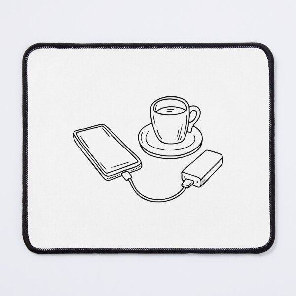 Item preview, A smartphone charging from a power bank on a table, a cup of coffee beside it designed and sold by rasagamastore.