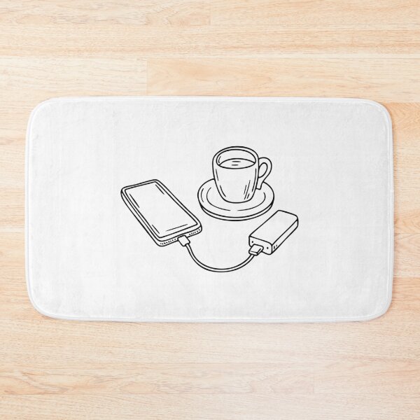 Item preview, A smartphone charging from a power bank on a table, a cup of coffee beside it designed and sold by rasagamastore.
