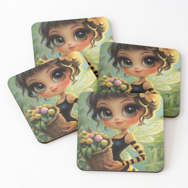Item preview, Charming Bee Girl with Flowers in Enchanted Forest designed and sold by Artessie.