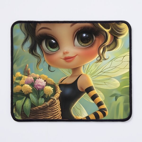 Item preview, Charming Bee Girl with Flowers in Enchanted Forest designed and sold by Artessie.