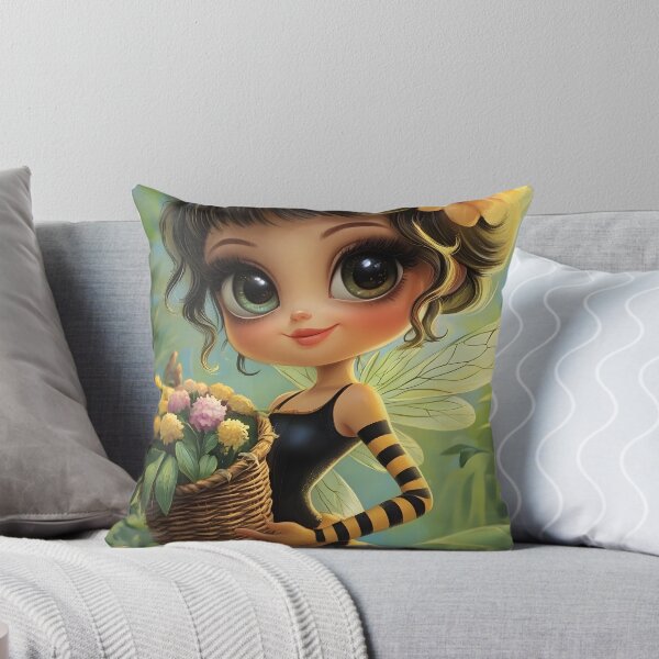 Item preview, Charming Bee Girl with Flowers in Enchanted Forest designed and sold by Artessie.