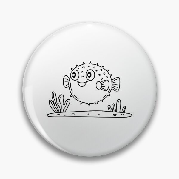Item preview, A pufferfish fully inflated near a coral reef designed and sold by rasagamastore.