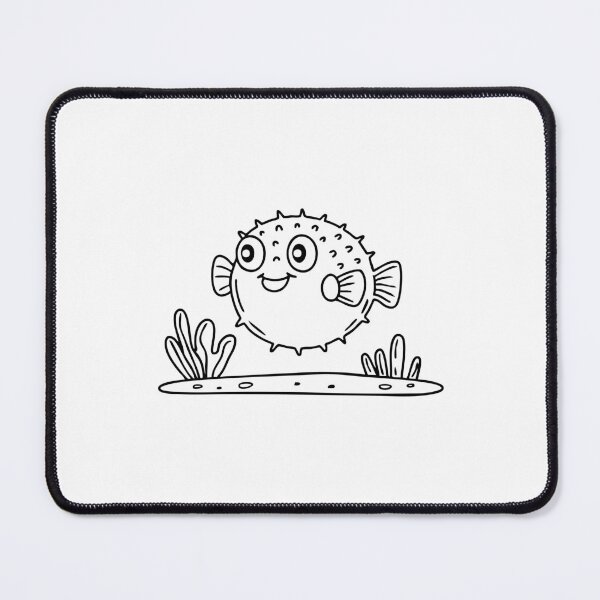 Item preview, A pufferfish fully inflated near a coral reef designed and sold by rasagamastore.