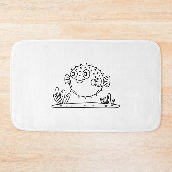 Item preview, A pufferfish fully inflated near a coral reef designed and sold by rasagamastore.