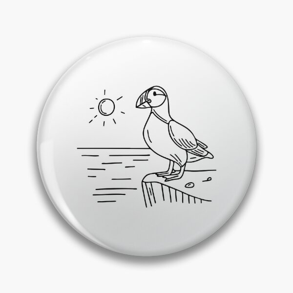 Item preview, A puffin standing on a rocky cliff edge near the ocean designed and sold by rasagamastore.