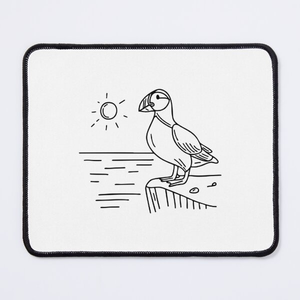Item preview, A puffin standing on a rocky cliff edge near the ocean designed and sold by rasagamastore.