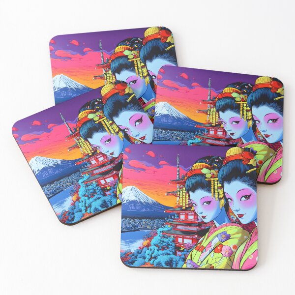 Item preview, Vibrant Geishas Against Mount Fuji's Backdrop designed and sold by Artessie.