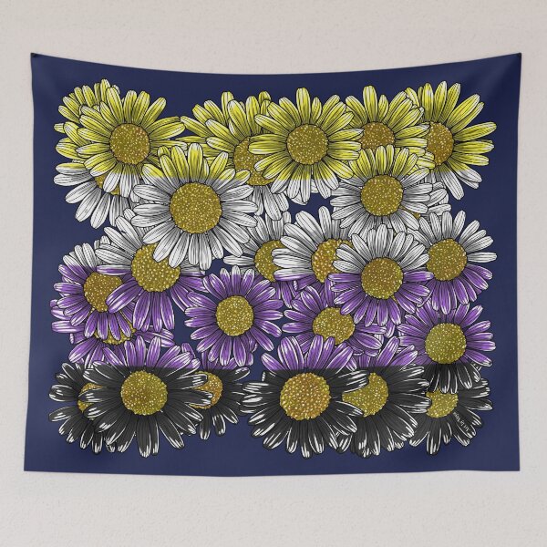 Item preview, Enby Flag Daisies designed and sold by Art by Veya.