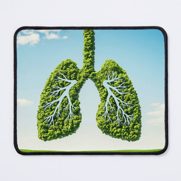 Item preview, A pair of lungs made from green leaves against blue sky and green field designed and sold by Mar-Bom.