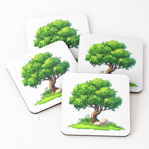 Item preview, Cartoon green tree with rocks and grass designed and sold by Mar-Bom.