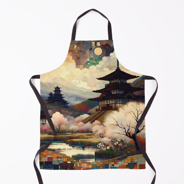 Item preview, Zen Dawn in the Garden of Tranquility | Japanese Pagoda Sunrise Wall Art designed and sold by Stoneflower-Art.