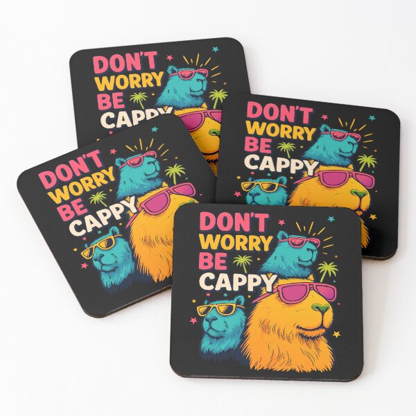 Item preview, Don’t Worry Be Cappy – Funny Retro Capybara Sunglasses Meme designed and sold by JesterKrewArt.