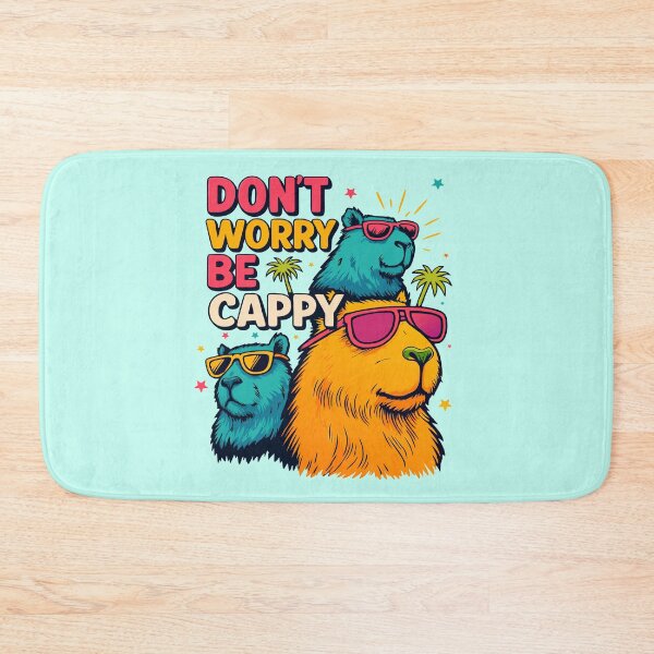 Item preview, Don’t Worry Be Cappy – Funny Retro Capybara Sunglasses Meme designed and sold by JesterKrewArt.