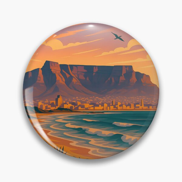 Item preview, Vintage Art Deco Cape Town Scene with Table Mountain, South Africa designed and sold by Cosmopolis.