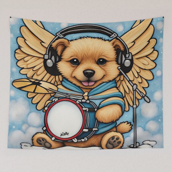 Item preview, Puppy as an Angel with wings Playing a Drum designed and sold by Colin Bentham.
