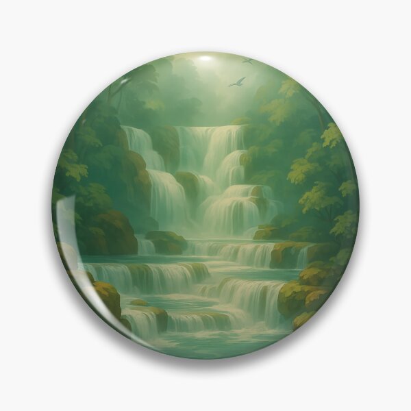 Item preview, Kuang Si Falls Laos Art Deco Travel Scene – Luang Prabang Jungle Oasis designed and sold by Cosmopolis.