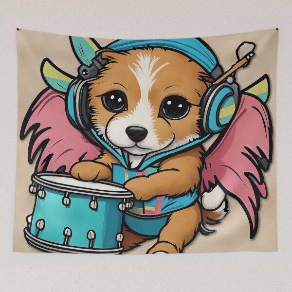Item preview, Puppy as an Angel with wings Playing a Drum designed and sold by Colin Bentham.