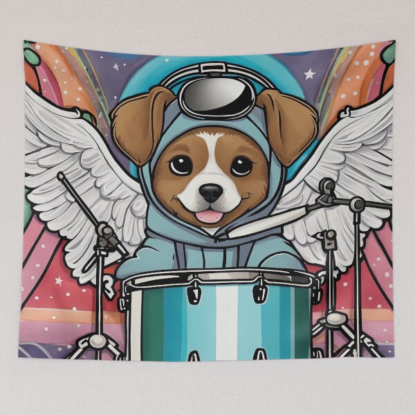 Item preview, Puppy as an Angel with wings Playing a Drum designed and sold by Colin Bentham.