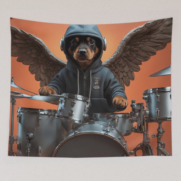 Item preview, Puppy as an Angel with wings Playing a Drum designed and sold by Colin Bentham.