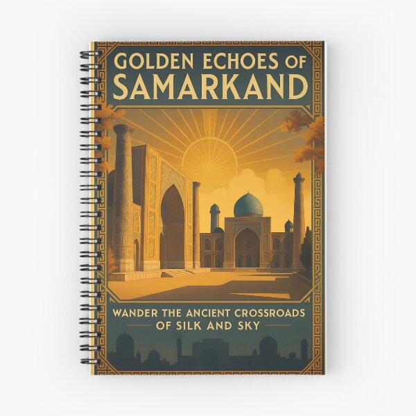 Item preview, Registan Square Uzbekistan Art Deco Travel Scene in Golden Sunset Light designed and sold by Cosmopolis.