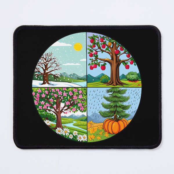 Item preview, Vibrant Seasonal Four Quadrant Sticker – Spring, Summer, Fall, and Winter Cartoon Illustration designed and sold by FestivityFinds.