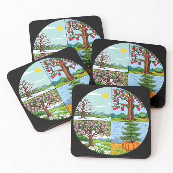 Item preview, Vibrant Seasonal Four Quadrant Sticker – Spring, Summer, Fall, and Winter Cartoon Illustration designed and sold by FestivityFinds.