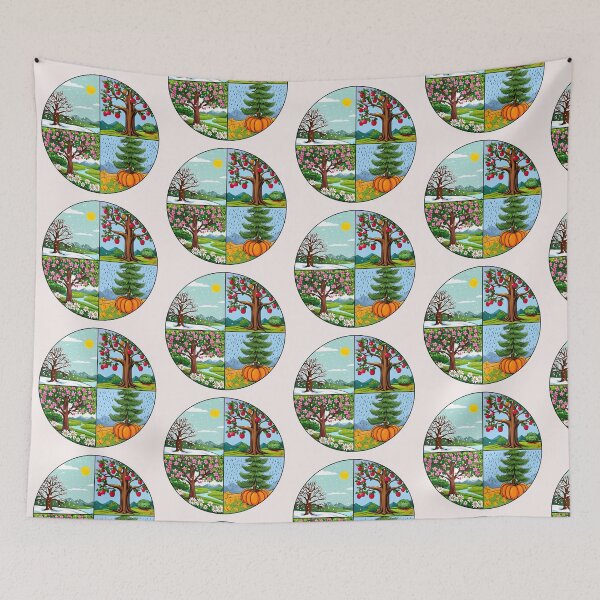 Item preview, Vibrant Seasonal Four Quadrant Sticker – Spring, Summer, Fall, and Winter Cartoon Illustration designed and sold by FestivityFinds.