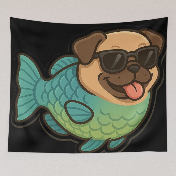 Item preview, Parrot Fish with a Funny Pug Head designed and sold by DamioPolArt.