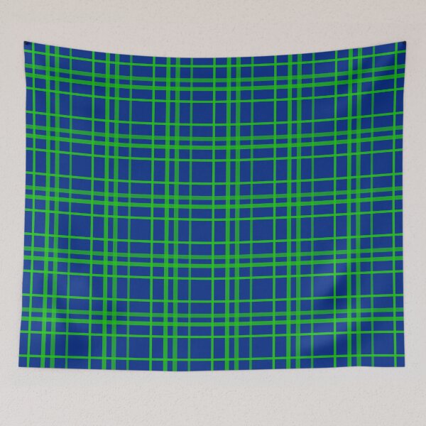Item preview, Green On Blue Grid Plaid Pattern Design  designed and sold by PatternTitan.
