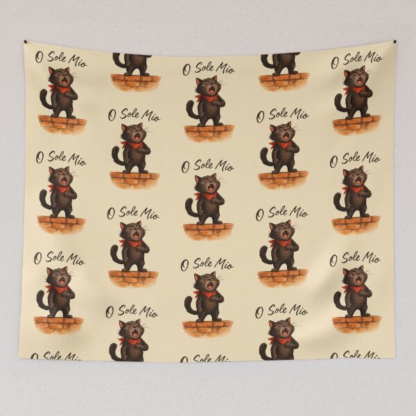Item preview, O Sole Mio - Singing Opera Cat Watercolor Illustration designed and sold by WanderMood.