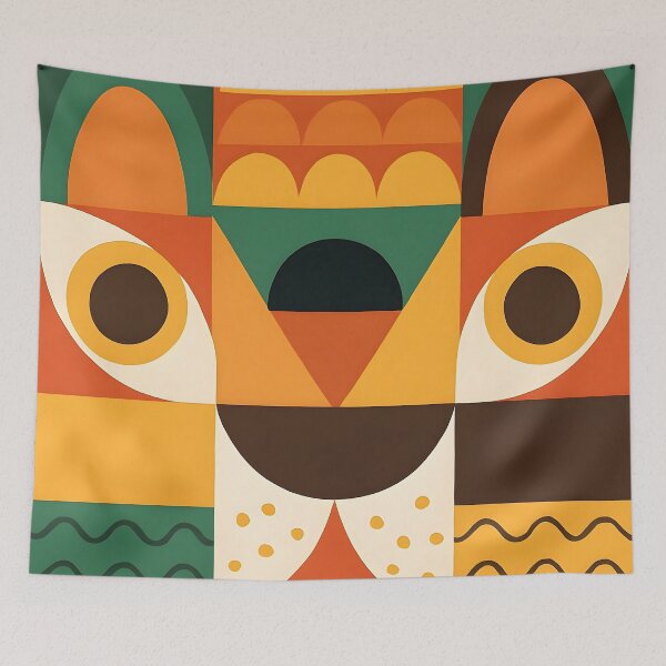 Item preview, Geometric Lion Face in Vibrant Colors - Abstract Animal Art Canvas Print designed and sold by FestivityFinds.