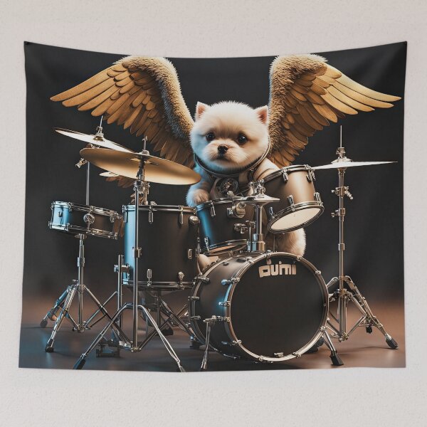 Item preview, Puppy as an Angel with wings Playing a Drum designed and sold by Colin Bentham.