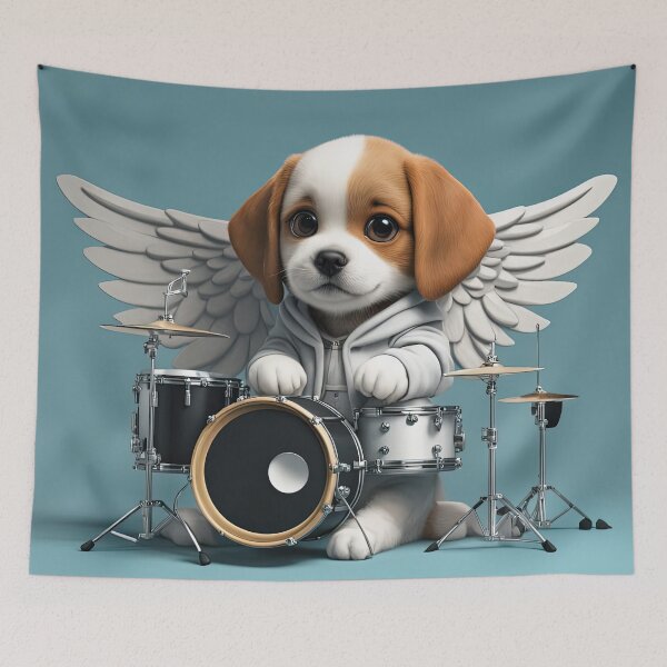 Item preview, Puppy as an Angel with wings Playing a Drum designed and sold by Colin Bentham.