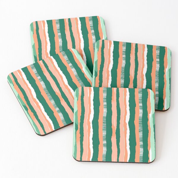 Item preview, Vibrant Geometric Stripes in Forest Green and Peach - Modern Abstract Pattern Canvas Print designed and sold by FestivityFinds.
