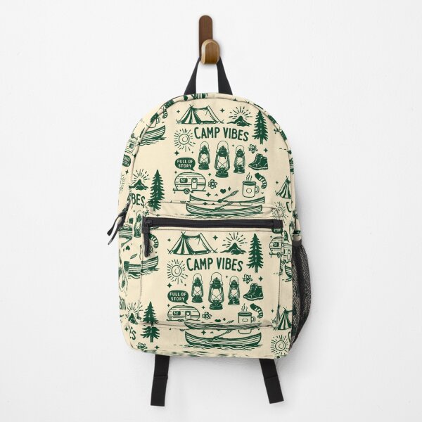 Item preview, Whimsical Retro Camping Illustration Featuring Iconic Symbols | Camp Vibes designed and sold by niclothing.