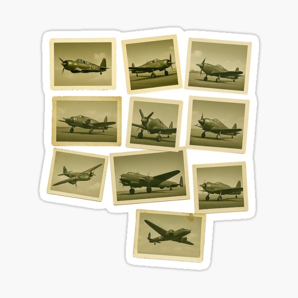 Vista previa del artículo con la obra «Collage de fotos de aviones antiguos de la Segunda Guerra Mundial: arte de aviación retro», diseñado y vendido por EdgyEdgeArt.