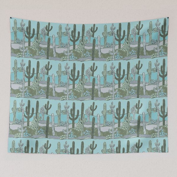 Item preview, Sonoran Saguaros blue designed and sold by Tina Bellina Designs.