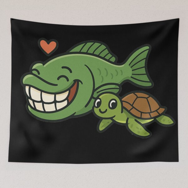 Item preview, Parrot Fish and Little Turtle designed and sold by DamioPolArt.