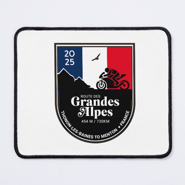 Item preview, Route des Grandes Alpes 2025 Motorcycle Tour Badge, colors of the French flag STICKER OR SHIRT AND MORE designed and sold by designkb.