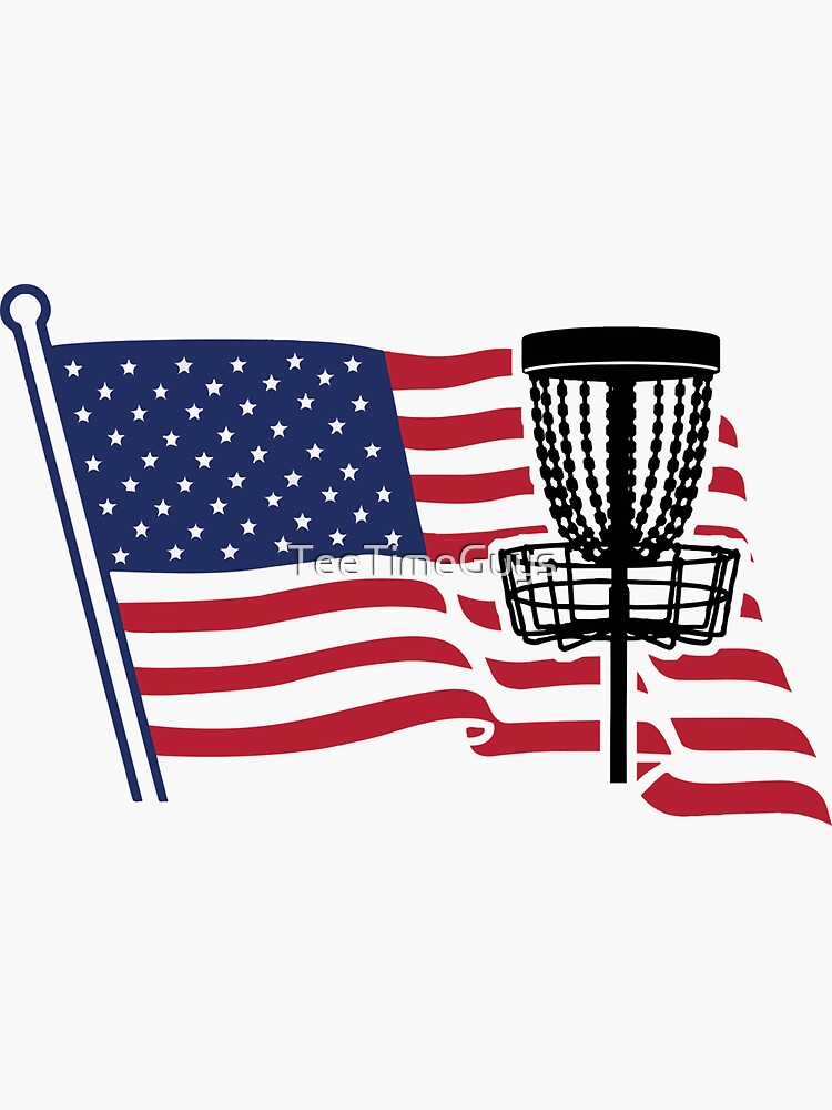 “Disc Golf American Flag V5” Sticker by TeeTimeGuys | Redbubble