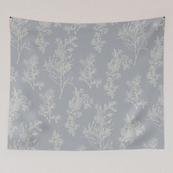 Item preview, Botanical Cottage Floral Pattern in Muted Gray Blue and Cream designed and sold by kierkegaard.